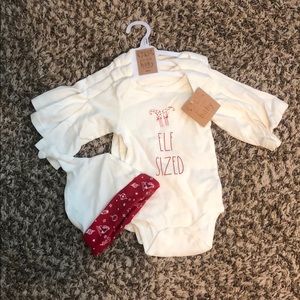 NWT Rae Dunn baby onesie set